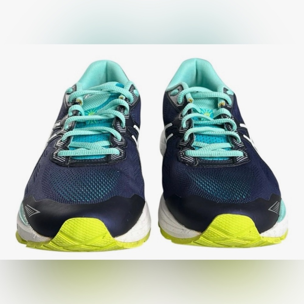 ASICS GT1000 Ladies Running Shoe•Size 7.5•Duomax Technology•Navy/Teal/Lime